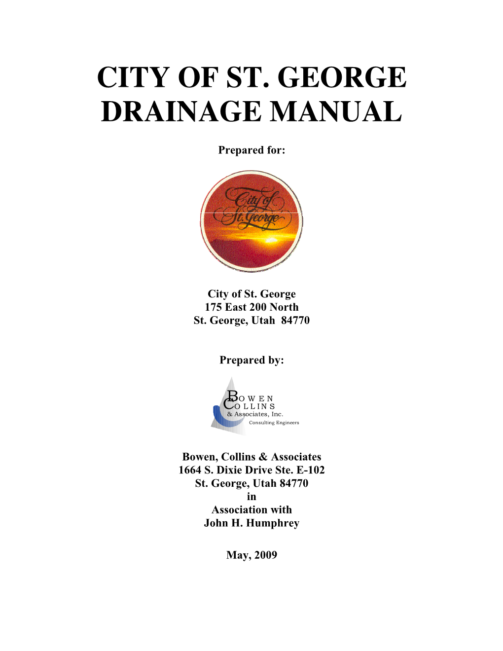 City of St. George Drainage Manual