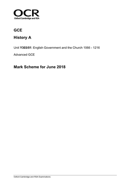 Mark Scheme for June 2018