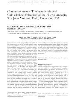 Contemporaneous Trachyandesitic and Calc-Alkaline Volcanism of the Huerto Andesite, San Juan Volcanic Field, Colorado, USA