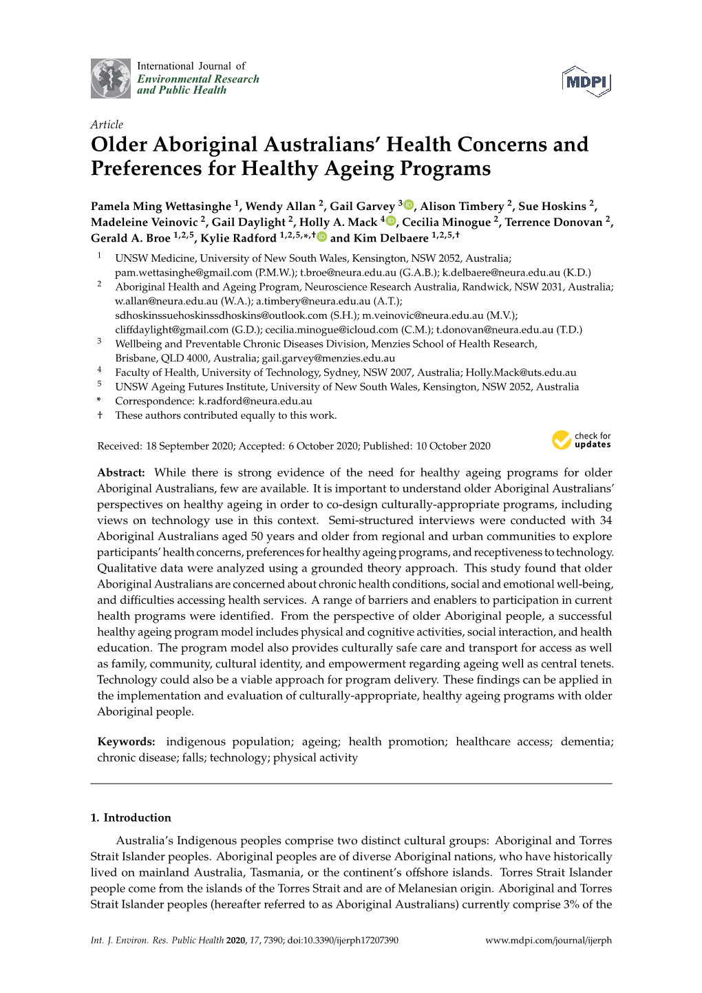 Older Aboriginal Australians' Health Concerns and Preferences For