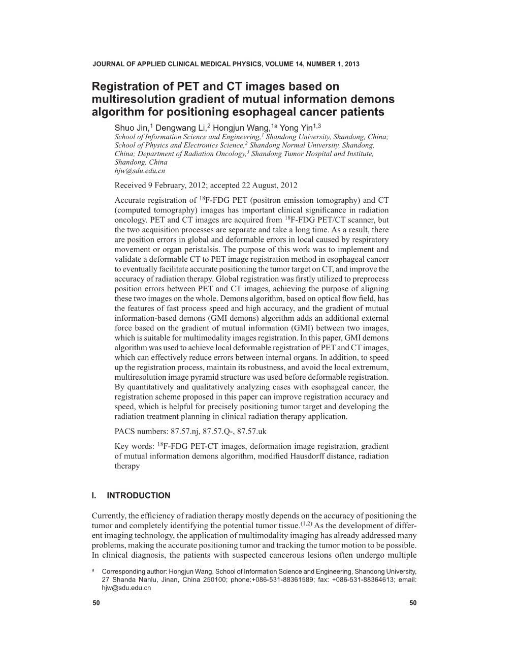 Registration of PET and CT Images Based on Multiresolution Gradient Of