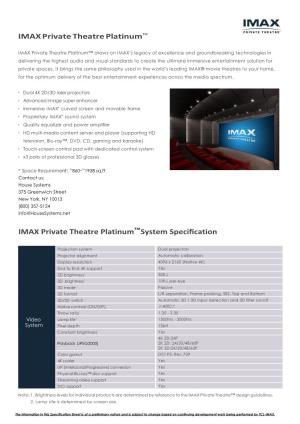 IMAX Private Theatre Platinum™