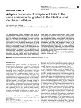 Adaptive Responses of Independent Traits to the Same Environmental Gradient in the Intertidal Snail Bembicium Vittatum