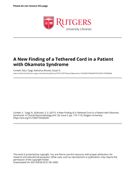 A New Finding of a Tethered Cord in a Patient with Okamoto Syndrome