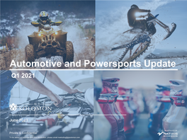 Automotive and Powersports Update Q1 2021