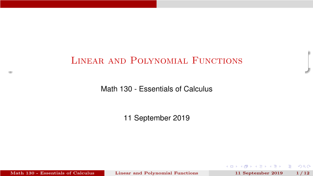 Linear and Polynomial Functions