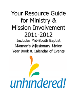 Your Resource Guide for Ministry & Mission Involvement 2011-2012