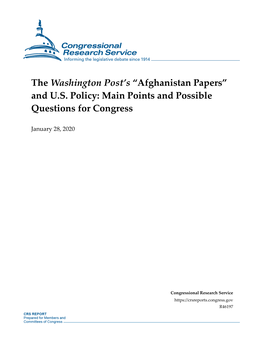 The Washington Post's “Afghanistan Papers” and US Policy