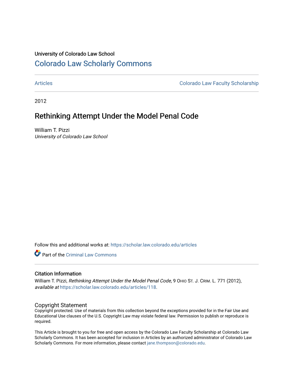 Rethinking Attempt Under the Model Penal Code