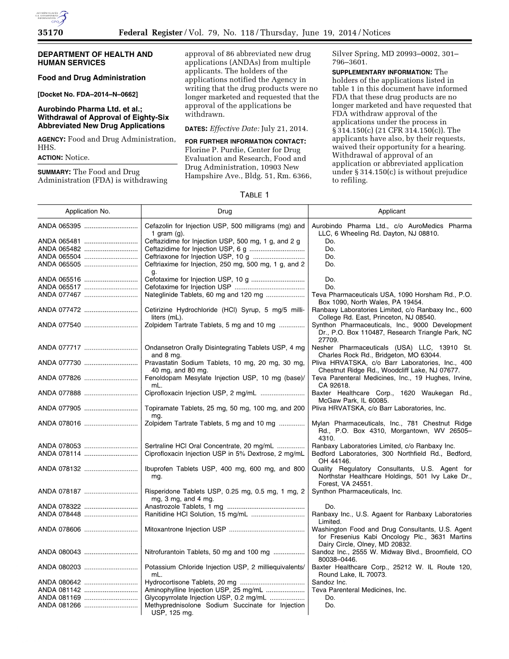 Federal Register/Vol. 79, No. 118/Thursday, June 19, 2014/Notices