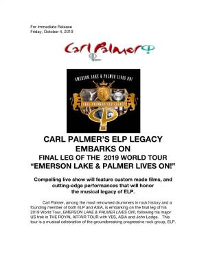 Carl Palmer's Elp Legacy Embarks On
