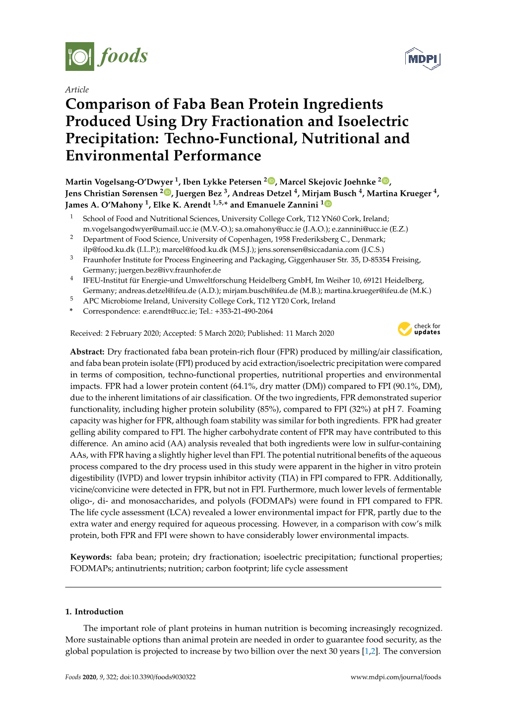 Comparison of Faba Bean Protein Ingredients Produced Using Dry Fractionation and Isoelectric Precipitation