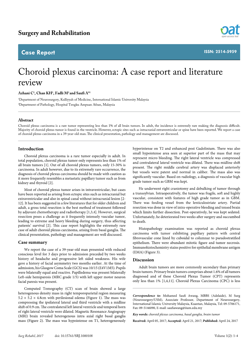 Choroid Plexus Carcinoma