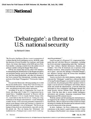 Debategate': a Threat to U.S