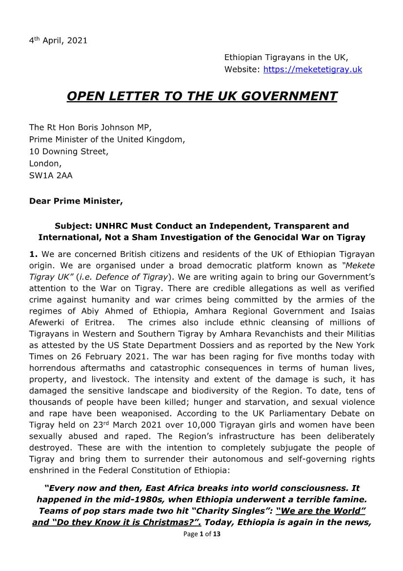 Open Letter to the Uk Government