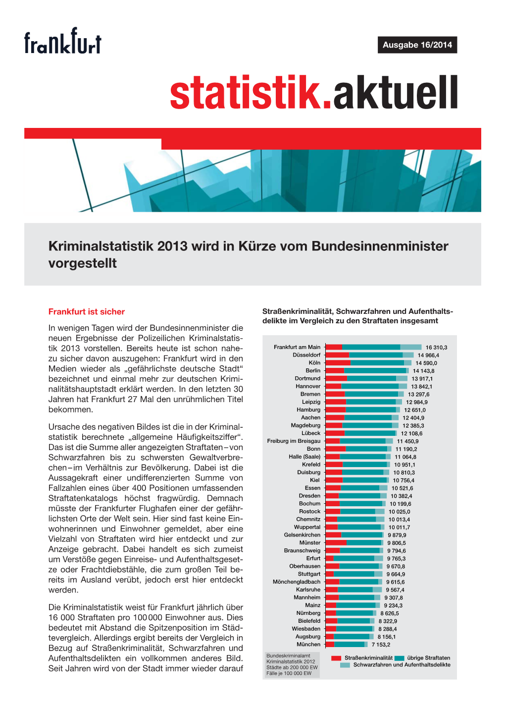 Kriminalstatistik 2013 Wird in Kürze Vorgestellt, FSA 2014/16