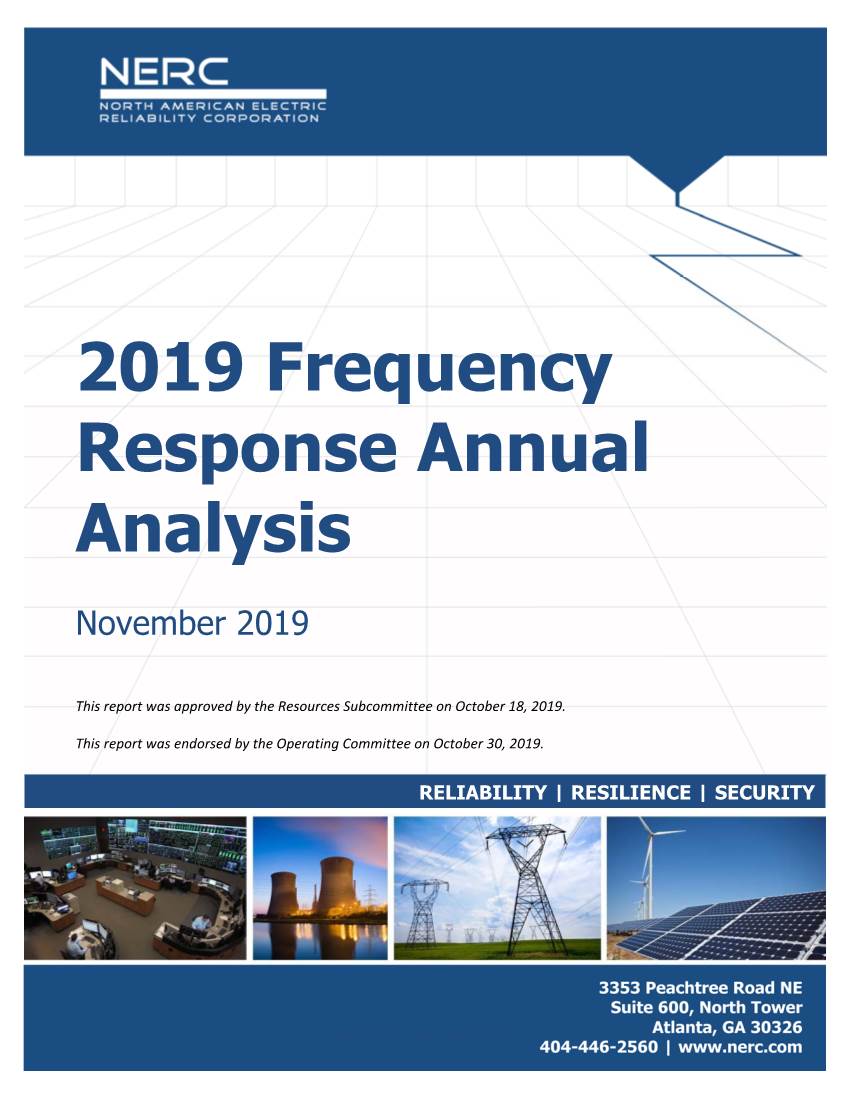 2019 Frequency Response Annual Analysis Report