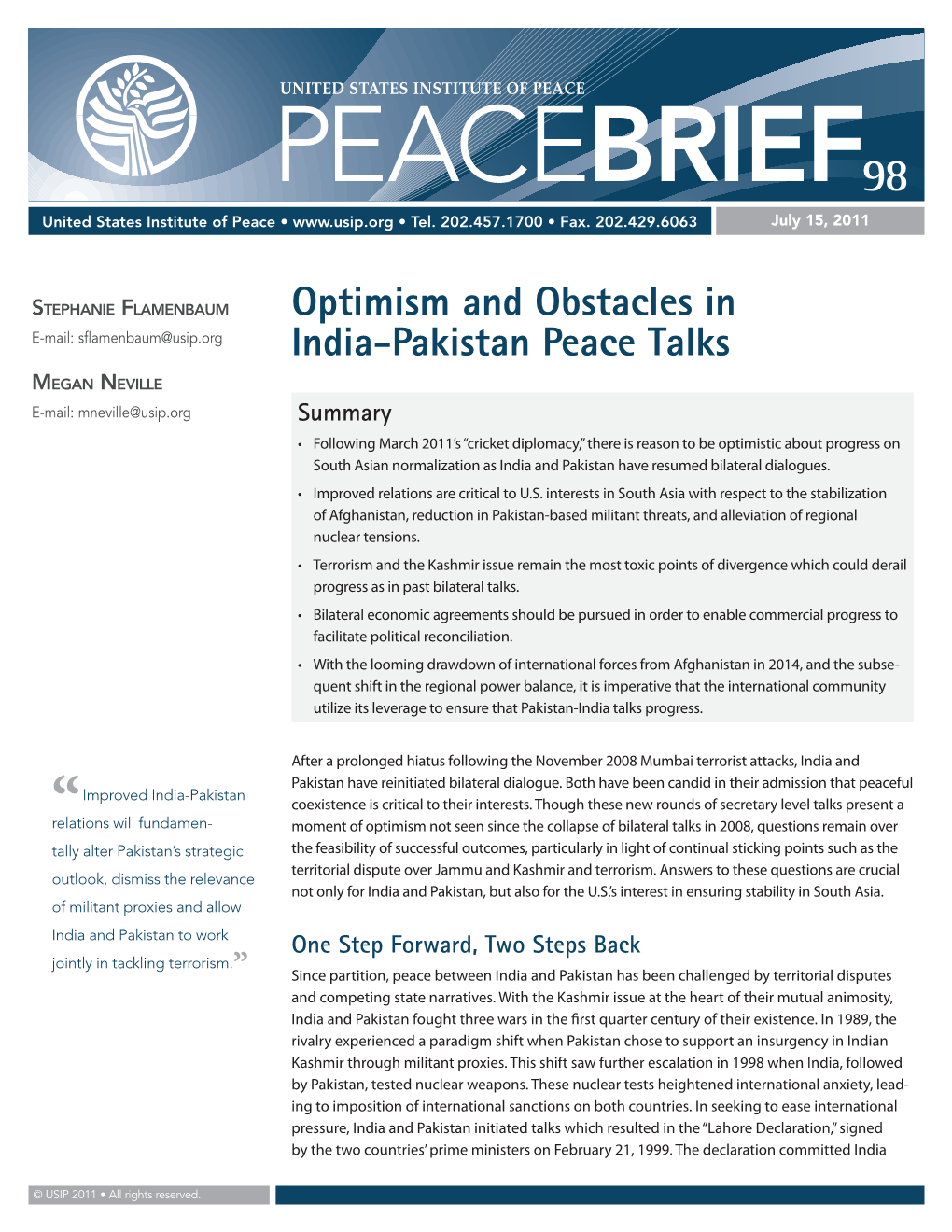 Optimism and Obstacles in India-Pakistan Peace Talks