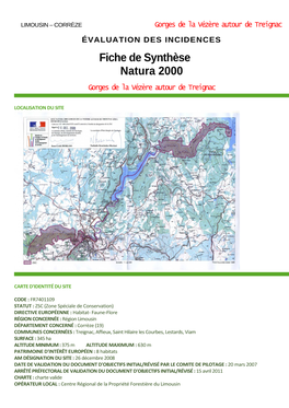 Fiche De Synthèse Natura 2000