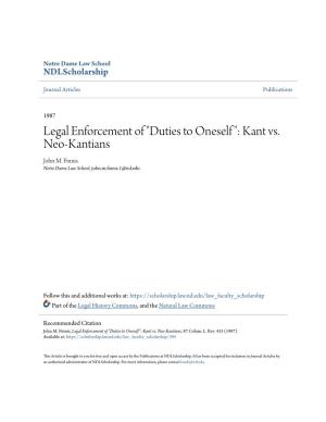 "Duties to Oneself": Kant Vs. Neo-Kantians, 87 Colum