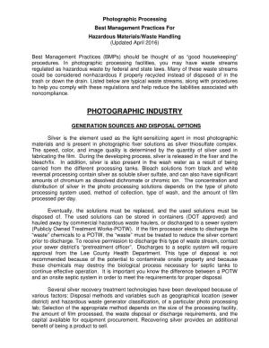 Photographic Industry