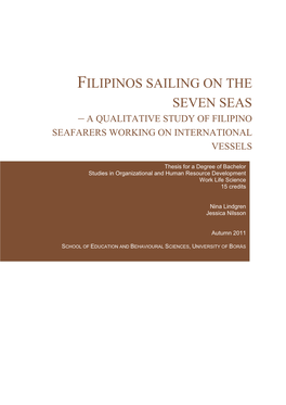Filipinos Sailing on the Seven Seas – a Qualitative Study of Filipino Seafarers Working on International Vessels