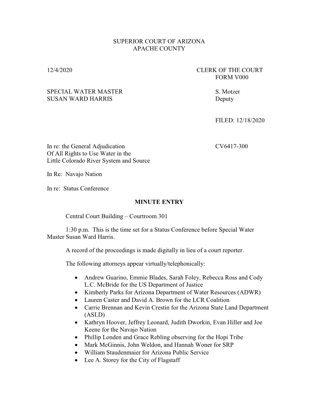 Superior Court of Arizona Apache County 12/4/2020