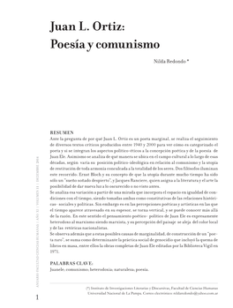 Juan L. Ortiz: Poesía Y Comunismo