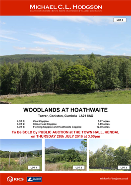 WOODLANDS at HOATHWAITE Torver, Coniston, Cumbria LA21 8AX