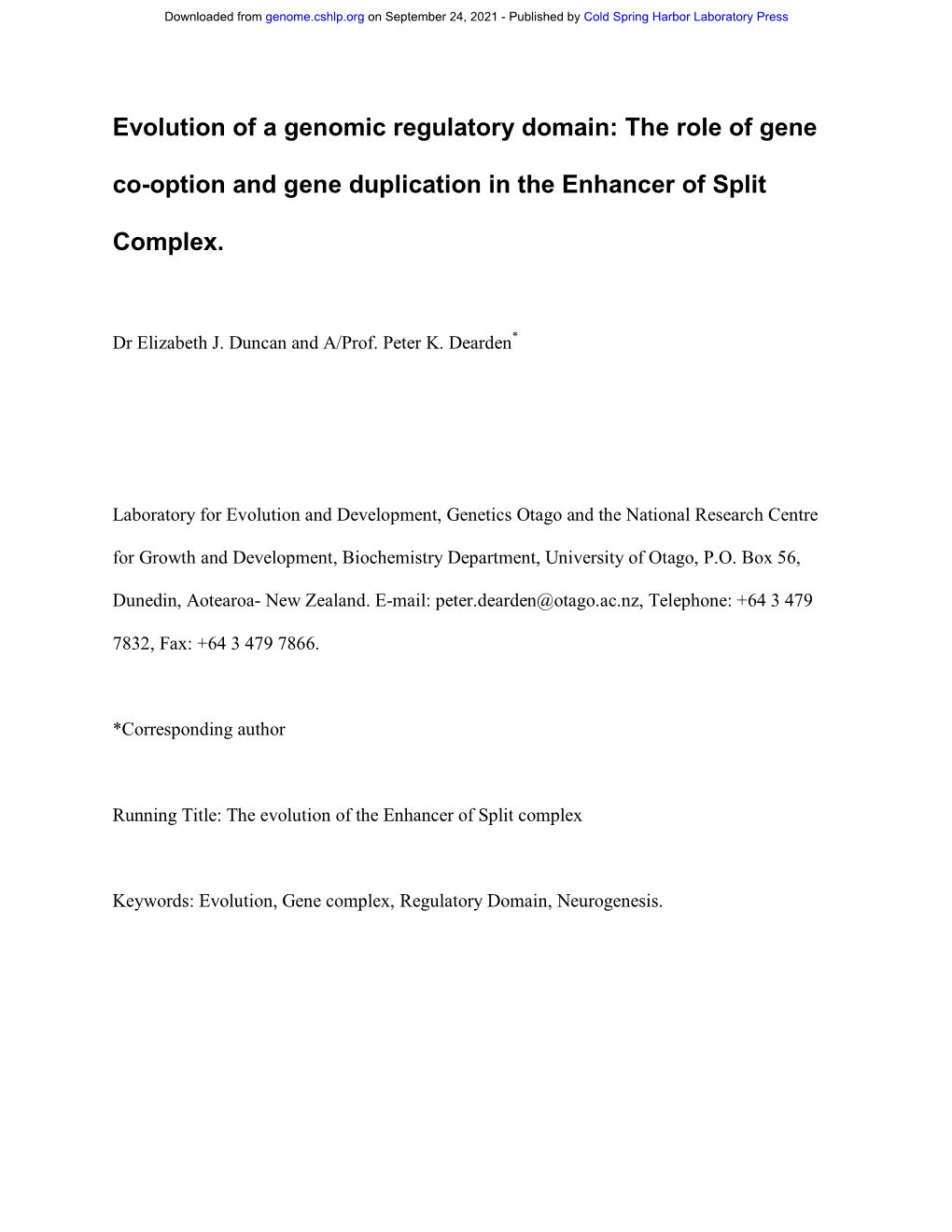 Evolution of a Genomic Regulatory Domain: the Role of Gene Co-Option and Gene Duplication in the Enhancer of Split