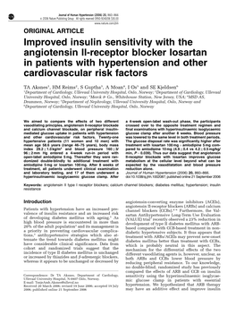 Improved Insulin Sensitivity with the Angiotensin II-Receptor Blocker Losartan in Patients with Hypertension and Other Cardiovascular Risk Factors