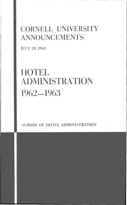 Hotel Administration 1962-1963
