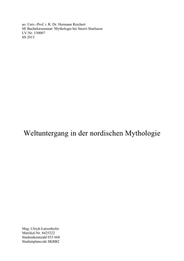 Weltuntergang in Der Nordischen Mythologie