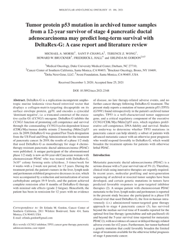 Tumor Protein P53 Mutation in Archived Tumor Samples from a 12