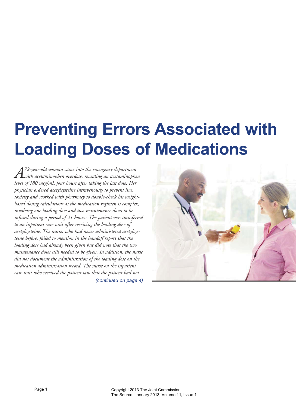 Preventing Errors Associated with Loading Doses of Medications