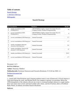 Table of Contents Search Strategy 1