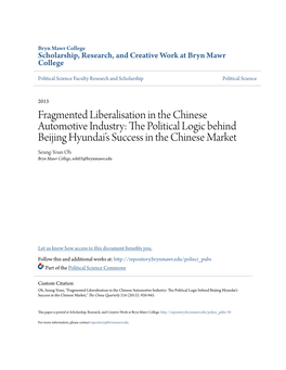 Fragmented Liberalisation in the Chinese Automotive Industry