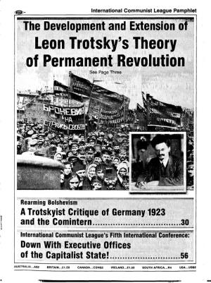 The Development and Extension of Leon Trotsky's Theory of Permanent Revolution" Was Originally Published As a Four-Part Series in the SUU.S