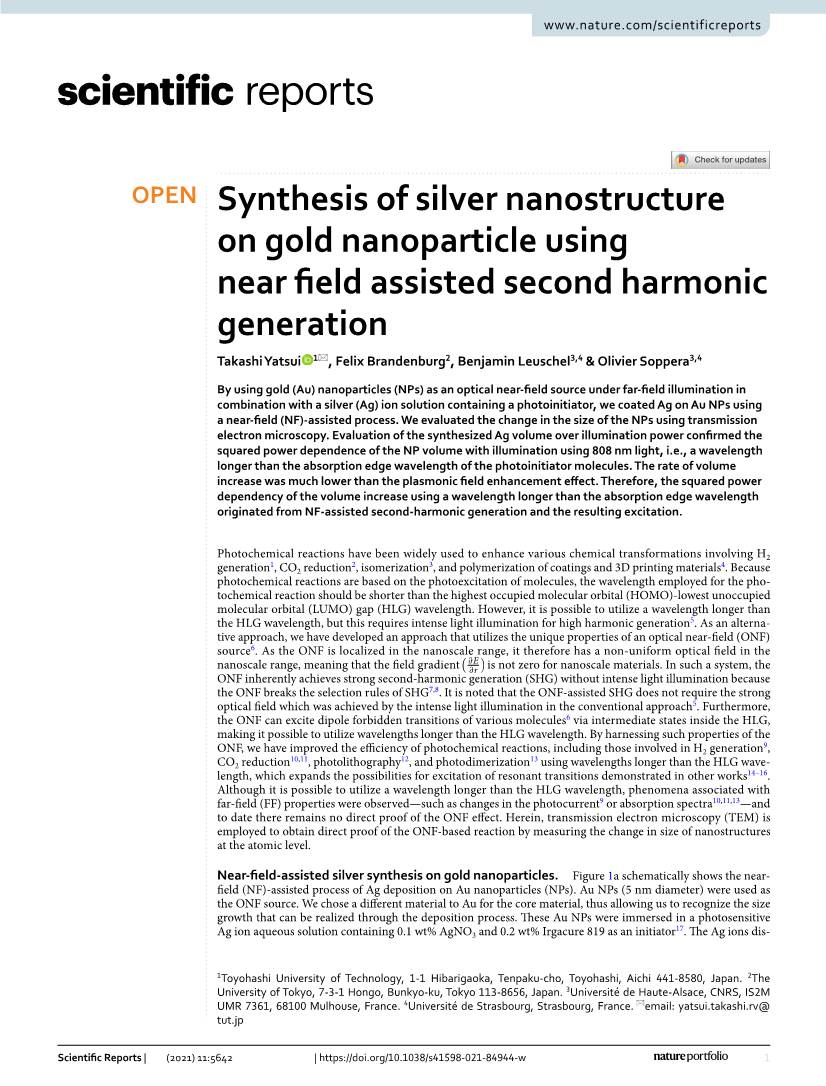 Synthesis of Silver Nanostructure on Gold Nanoparticle Using Near Field
