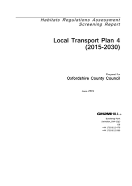 Local Transport Plan 4 (2015-2030)