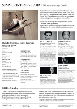 High Performance Ballet Training Program 2019