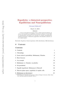 Ergodicity: a Historical Perspective. Equilibrium and Nonequilibrium