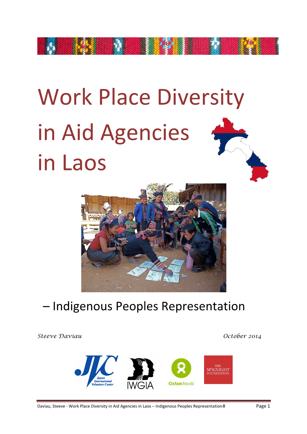 Work Place Diversity in Aid Agencies in Laos