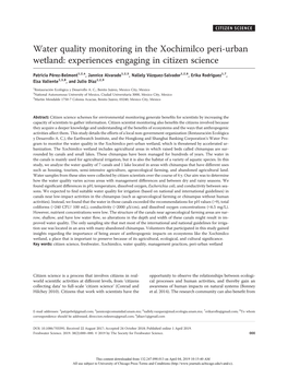 Water Quality Monitoring in the Xochimilco Peri-Urban Wetland: Experiences Engaging in Citizen Science