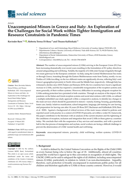 Unaccompanied Minors in Greece and Italy: an Exploration of the Challenges for Social Work Within Tighter Immigration and Resource Constraints in Pandemic Times