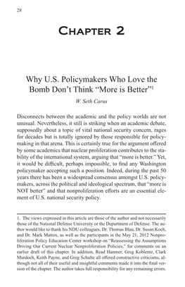 Chapter 2: Why U.S. Policymakers Who Love the Bomb Don't Think