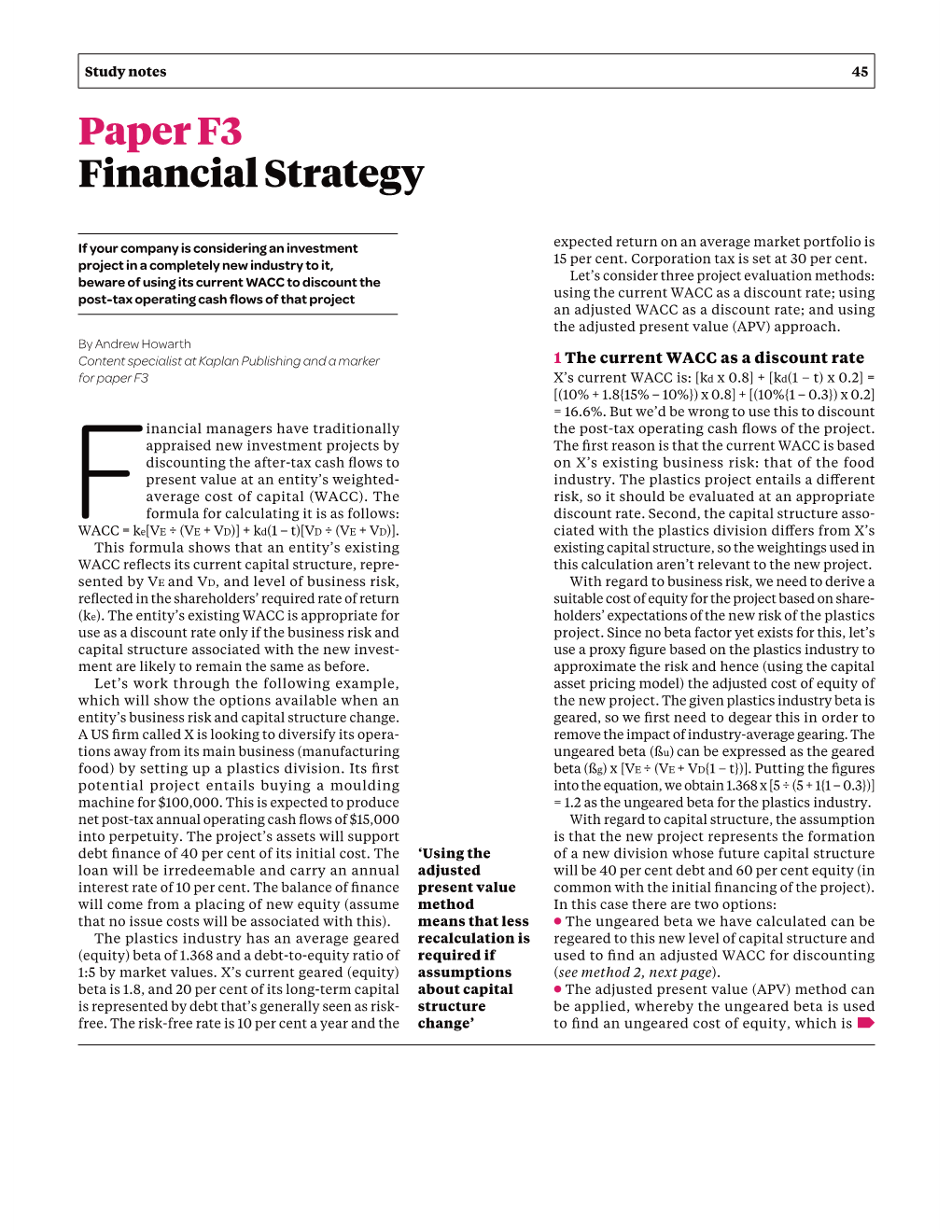 Paper F3 Financial Strategy