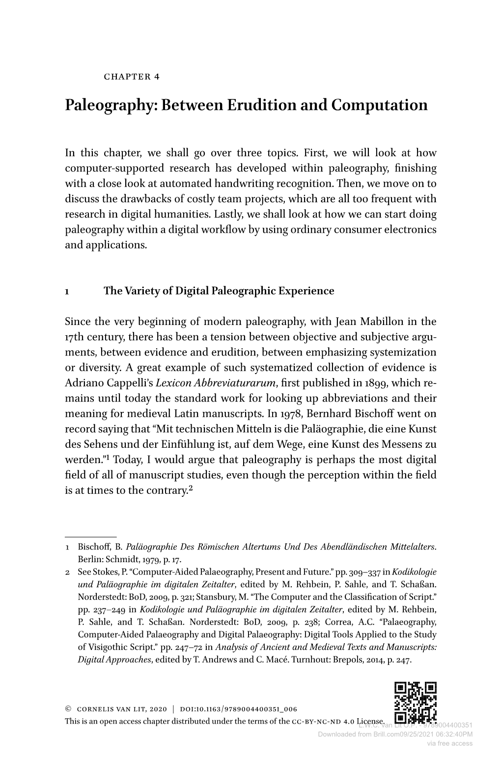Paleography: Between Erudition and Computation