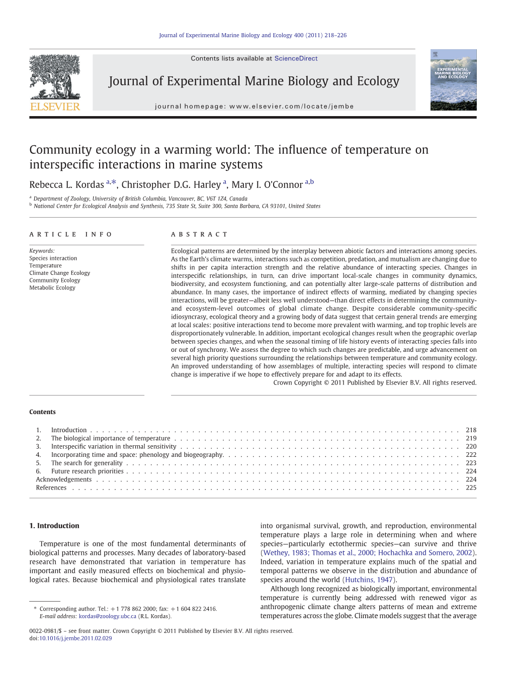 Kordas 2011 Journal of Experimental Marine Biology and Ecology-1.Pdf