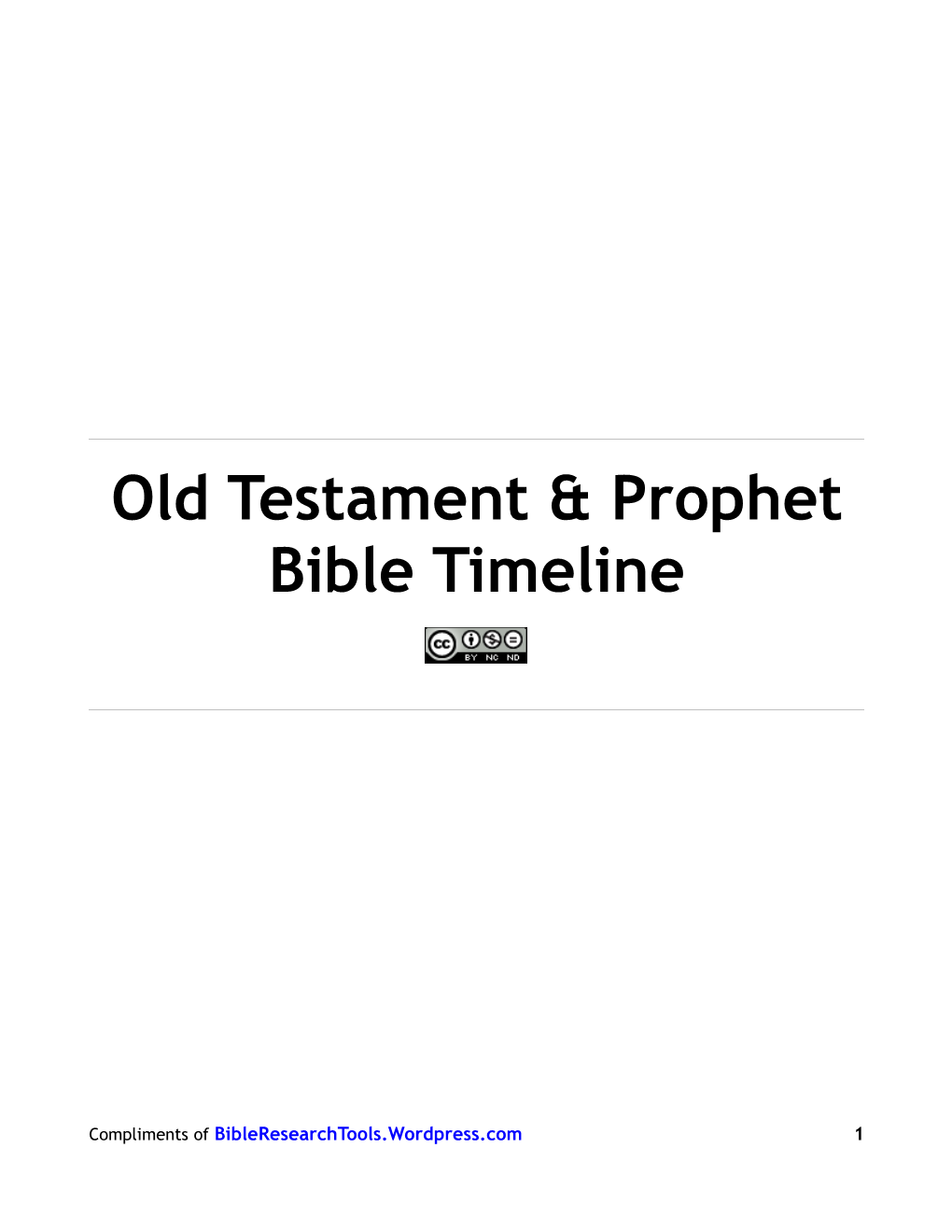 Old Testament & Prophet Bible Timeline